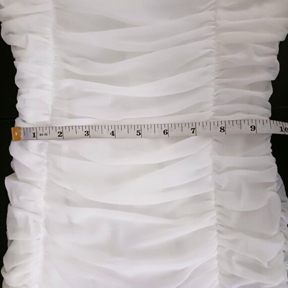 Lulus Ruched Romantic White Mesh Off-the-Shoulder Mermaid Maxi Dress, Size M - Picture 13 of 16